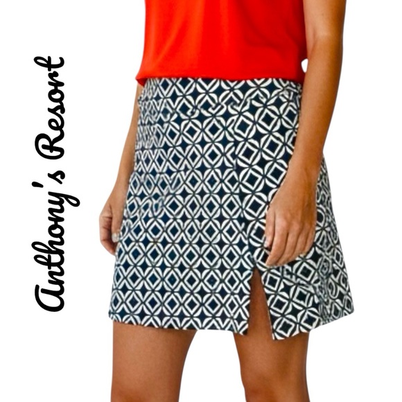 Anthony’s Resort Pants - Anthony’s Resort By Lulu-B Geo Skirt Skort UPF 50+ Bottom/Slit/Zip Pull On 1X